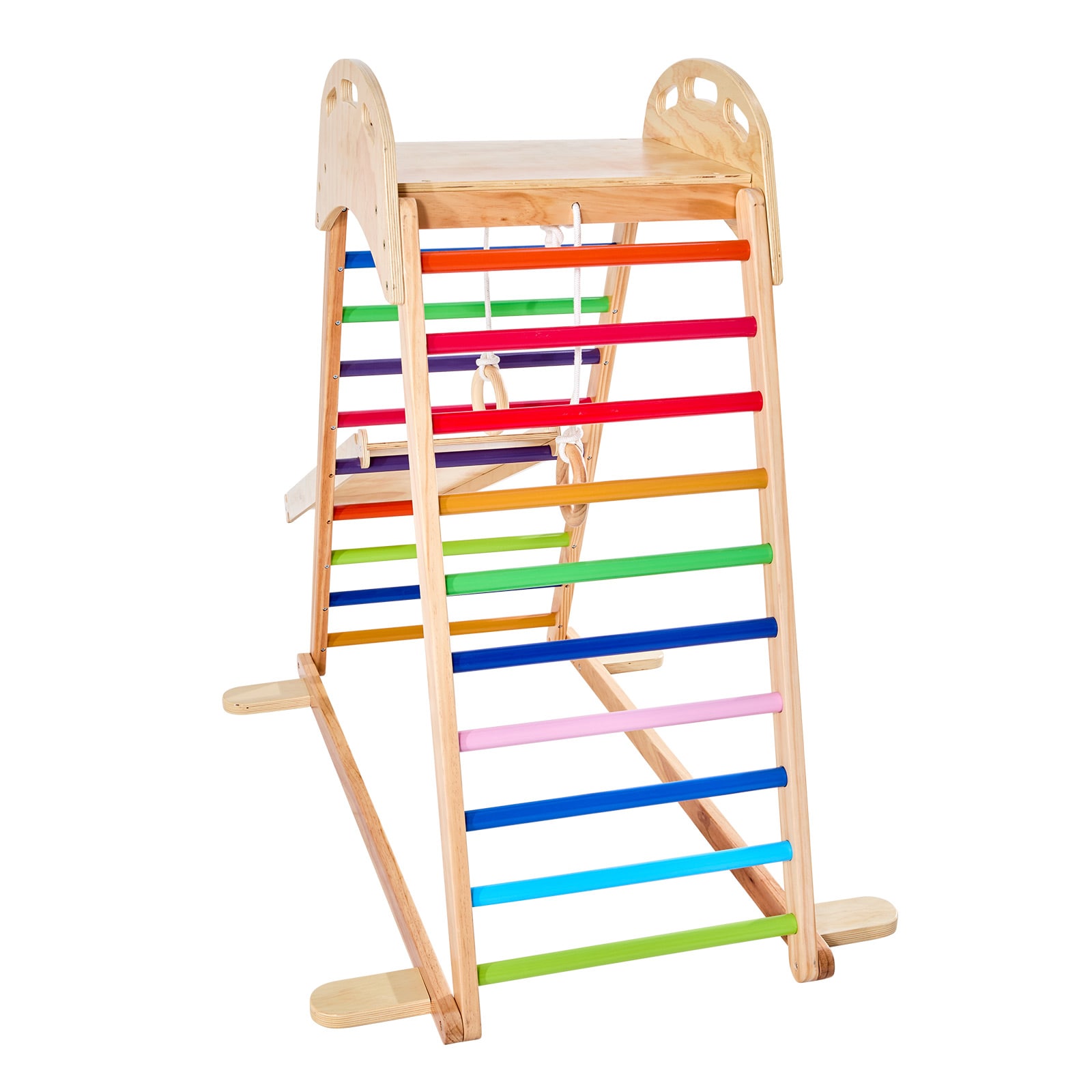 Wooden Indoor Playground Playset 4 In 1 Jungle Gym For Kids_voghion.com